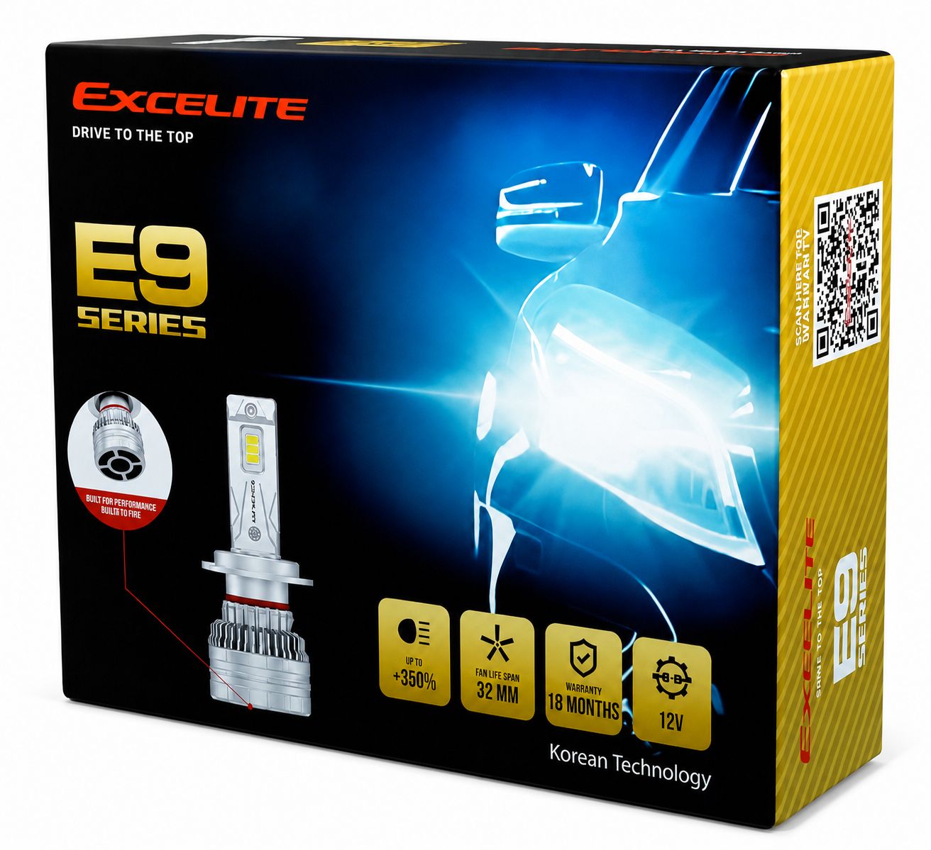 Excelite E9 6000K High-Performance LED Headlight Bulbs – 200W H7