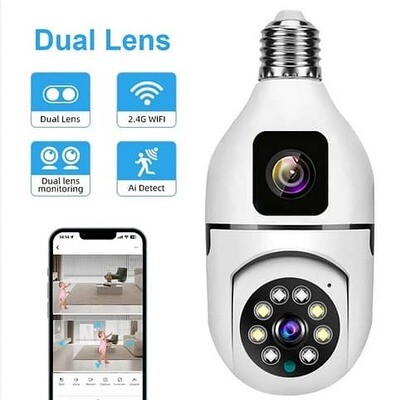 V380 Dual Lens WIFI Wireless CCTV Bulb Camera For Indoor Use  1080p HD Result