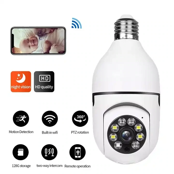 HD E27 2.4GHz V380 WiFi 1080P Night Vision Wireless 360 Degree CCTV Security Light 360 Panoramic Bulb Camera