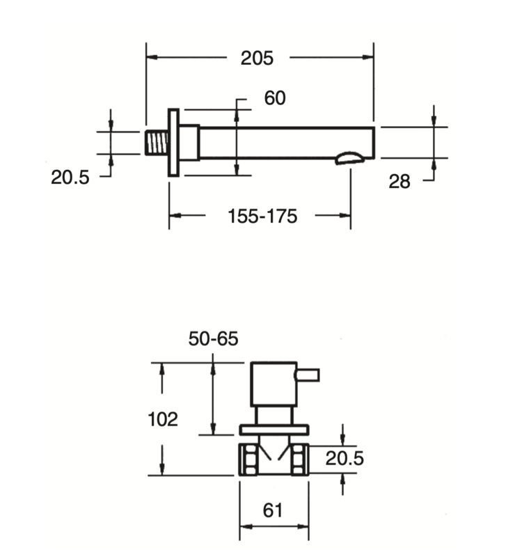 Wall-mounted washbasin mixer with central spout Izas