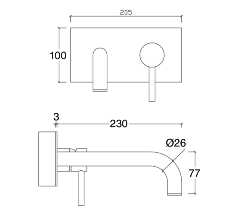 Izas built-in wall-mounted washbasin mixer