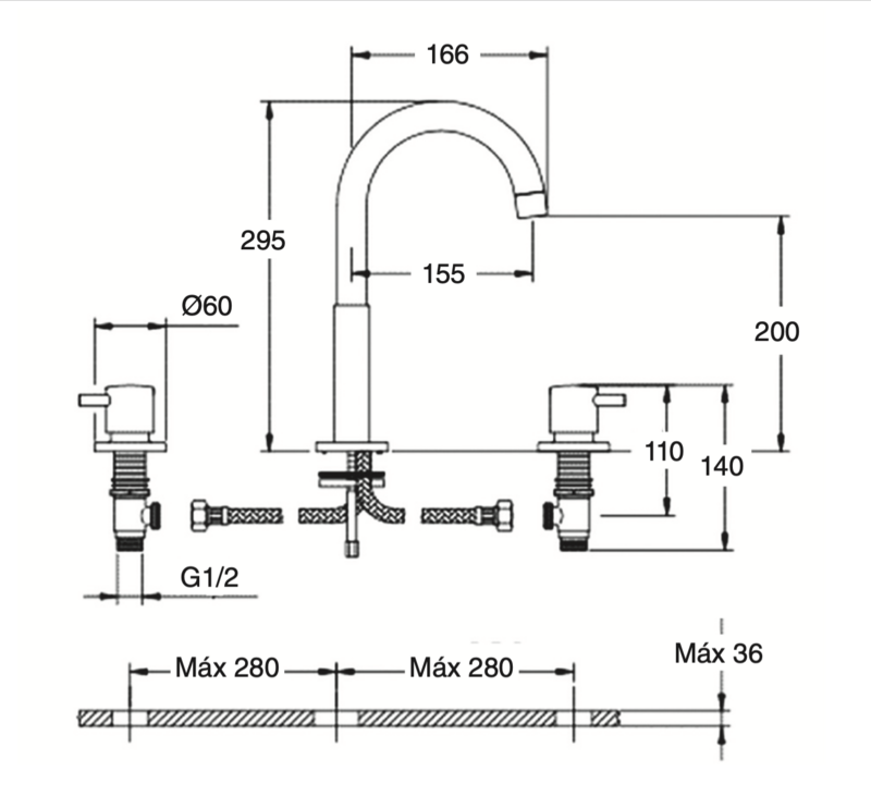 Basin mixer central spout Izas