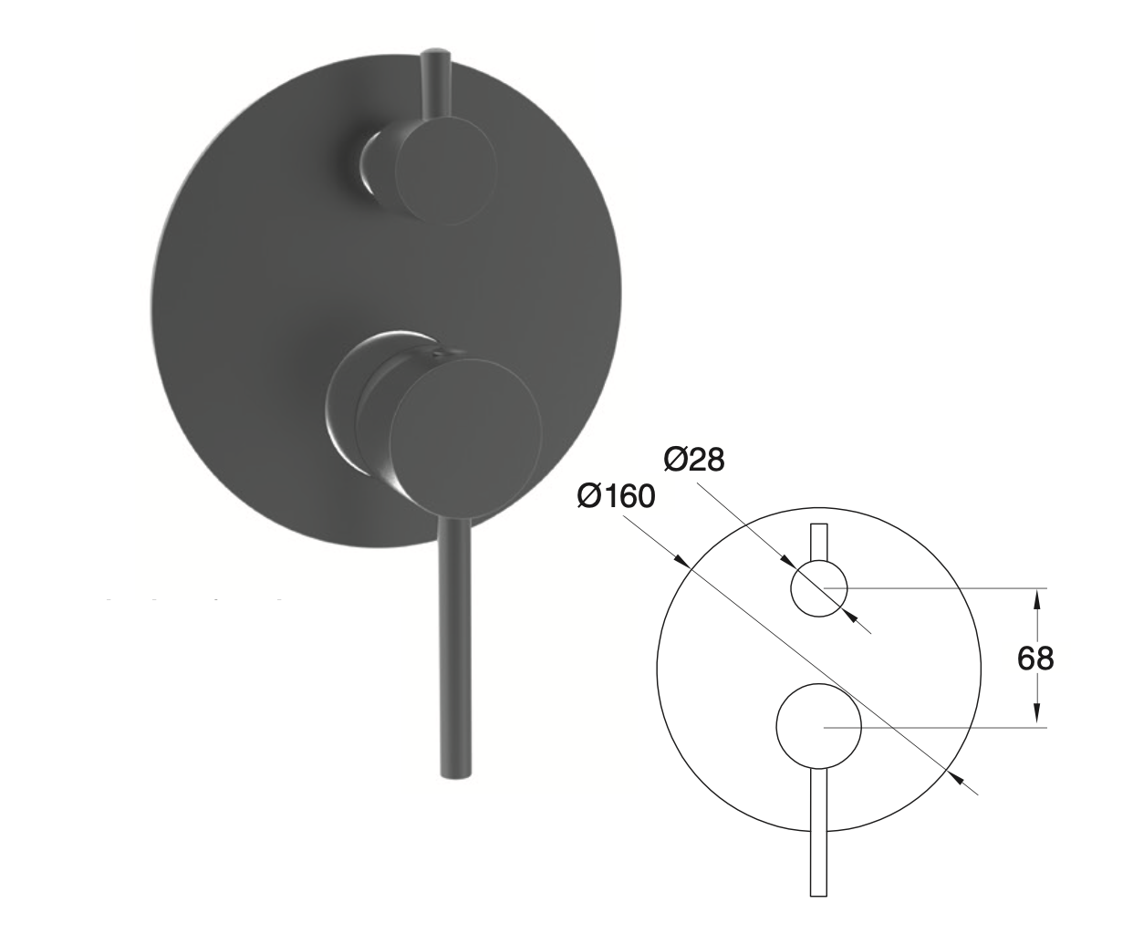 Izas 3-way built-in bath-shower mixer