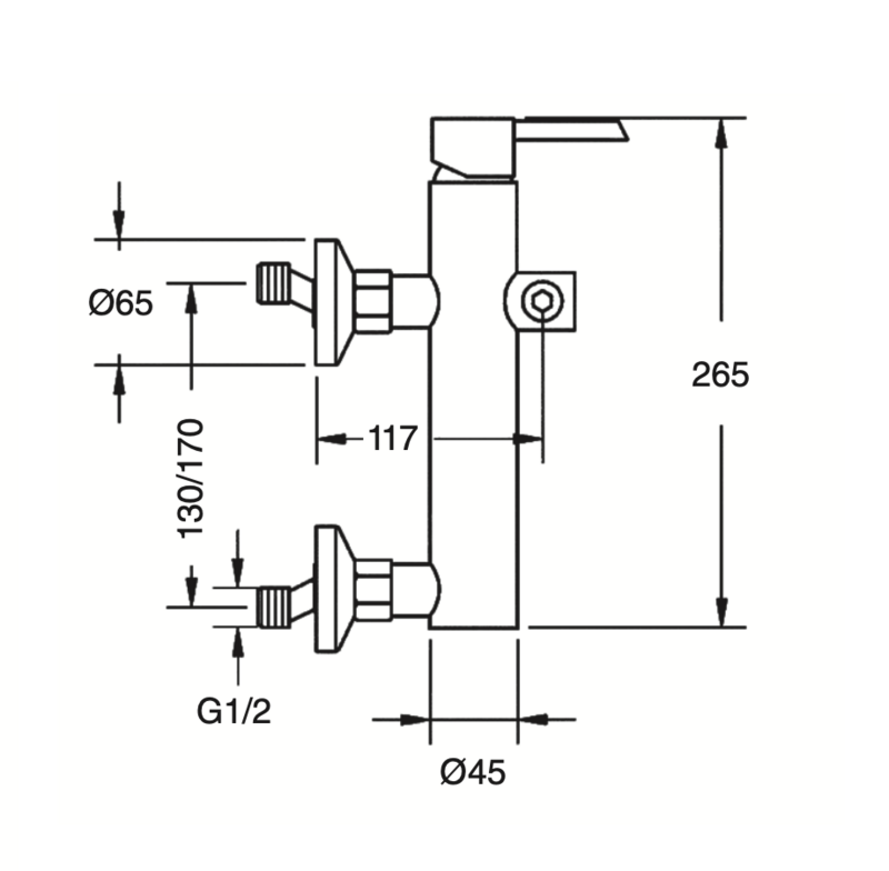 Shower mixer with Izas shower equipment