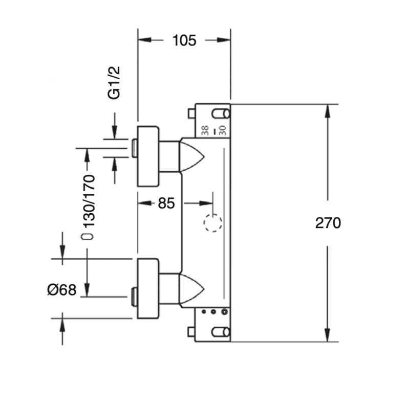 Thermostatic shower mixer with Izas shower equipment