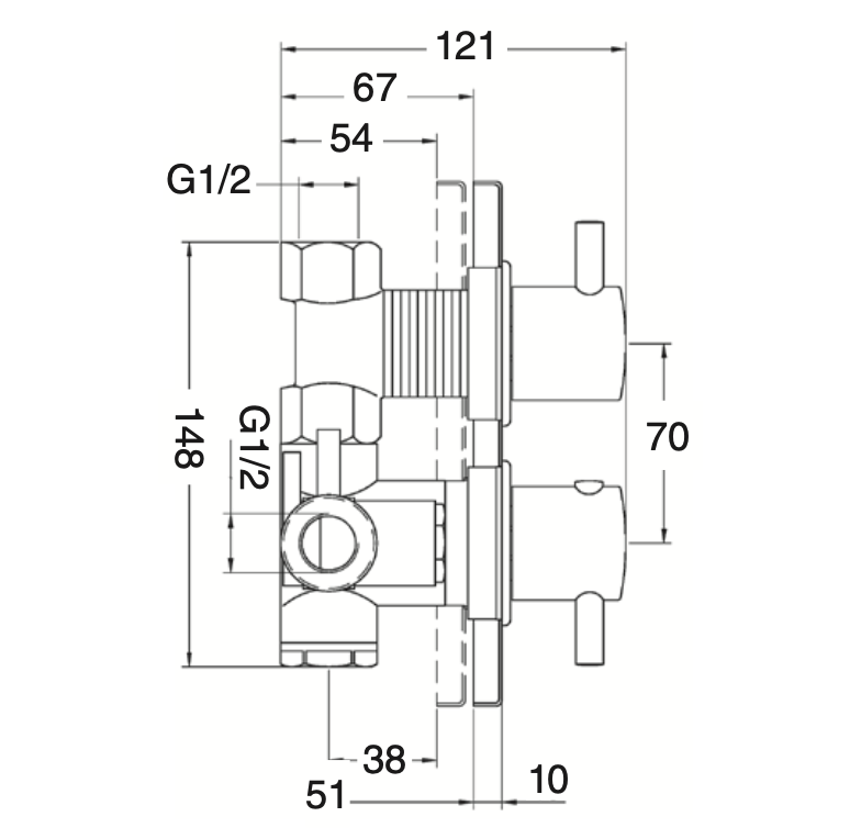 1-way built-in thermostatic shower mixer Izas