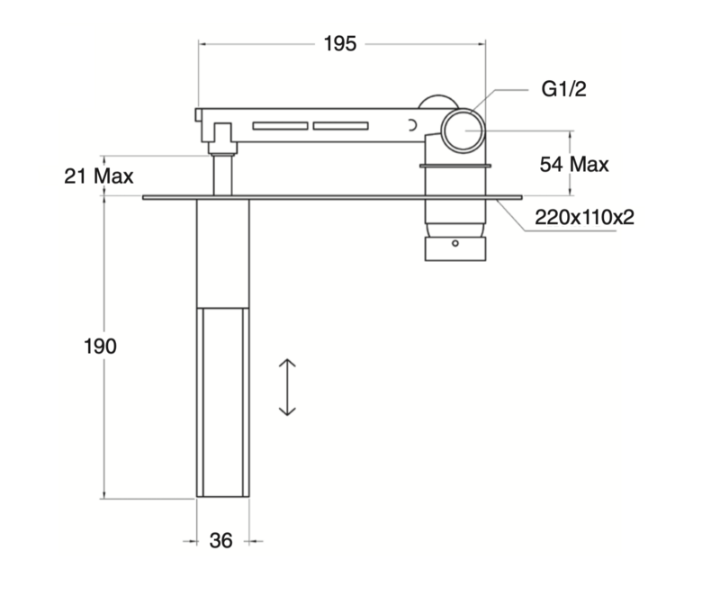 Wall-mounted basin mixer Tizziano waterfall