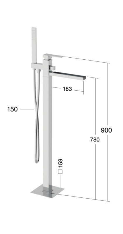 Tizziano waterfall floor-mounted bathroom mixer column