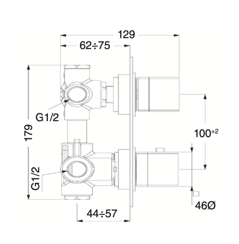 Gaudí 3-way built-in thermostatic shower mixer