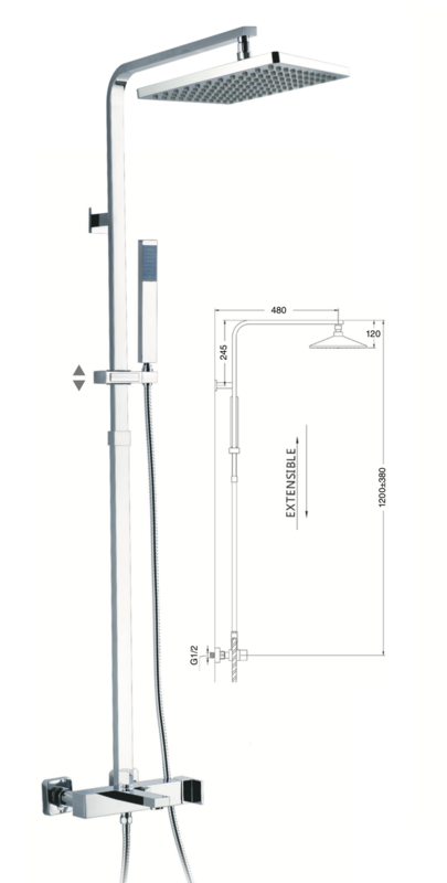 Tizziano telescopic bath-shower column