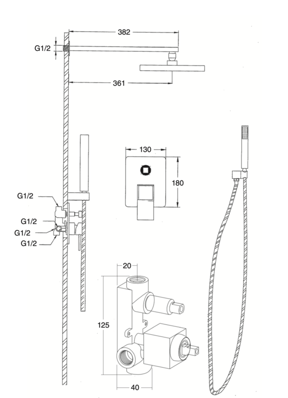 Tizziano built-in shower set