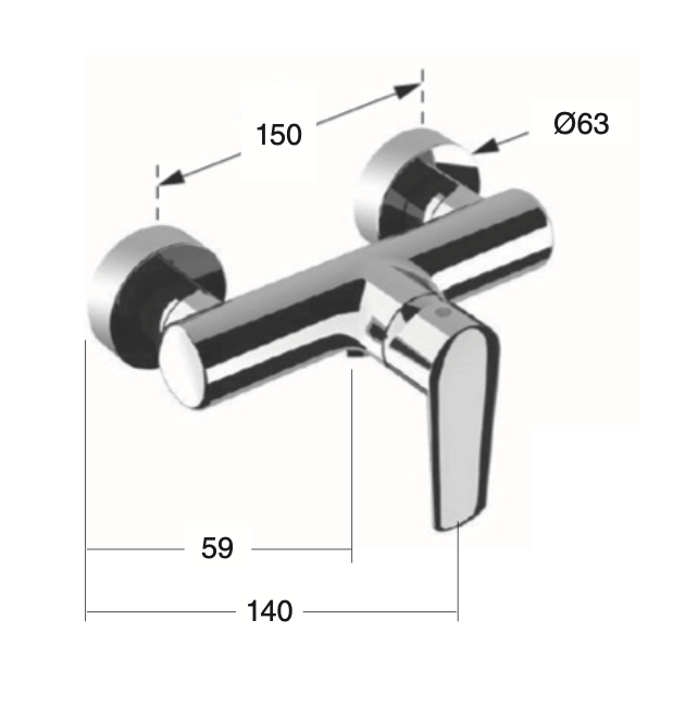 Shower mixer with Monet shower unit