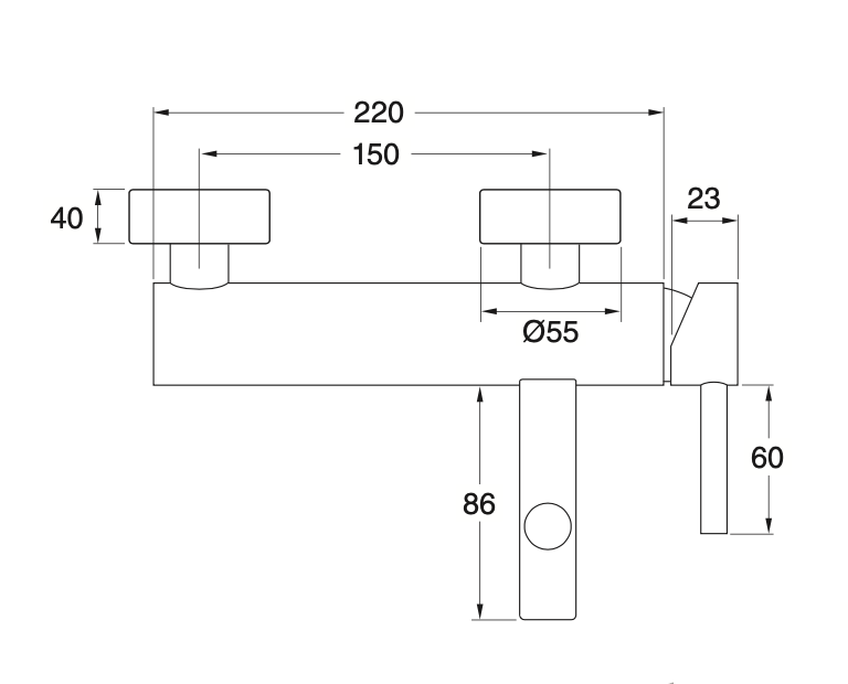 Bath-shower mixer with Tena shower equipment
