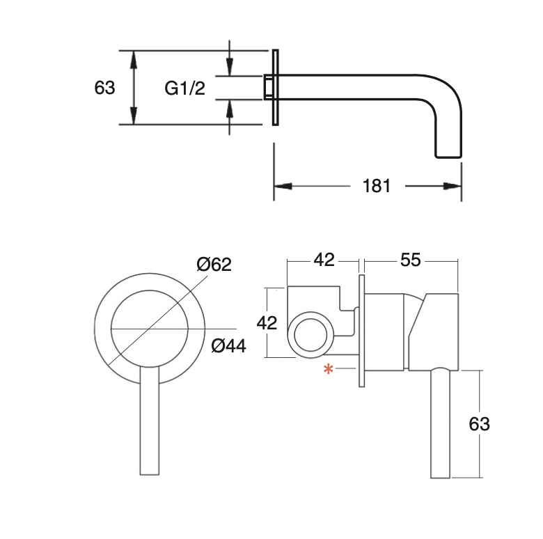 Veral built-in basin mixer