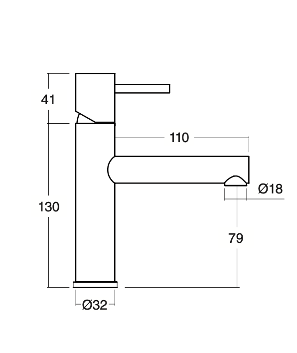 Veral straight spout basin mixer