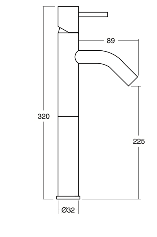 High basin mixer with curved spout Veral