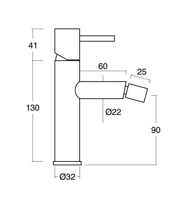 Veral straight spout bidet mixer