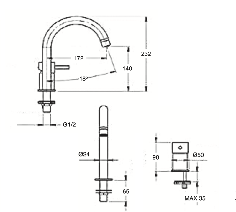 Veral central spout washbasin mixer