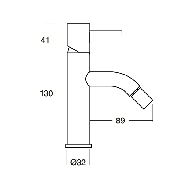Veral curved spout bidet mixer