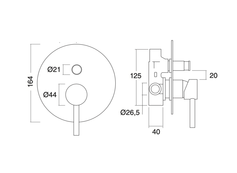 Built-in bathroom mixer Veral