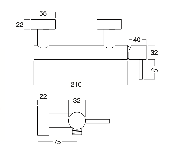 Shower mixer with Veral shower equipment