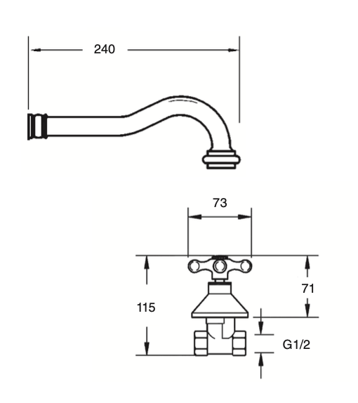 battery sink wall-mounted central spout Venice