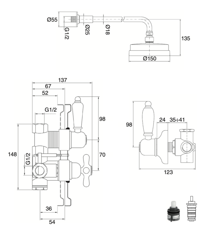Venice built-in thermostatic shower set