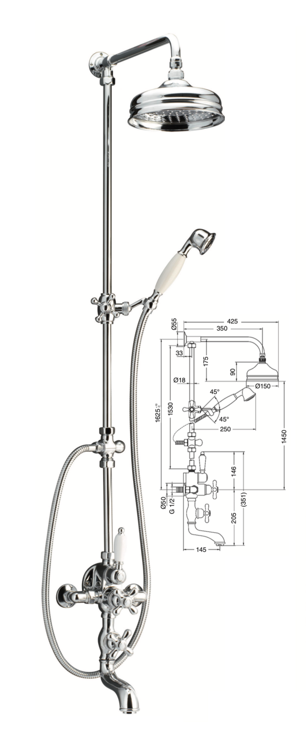 Wall-mounted thermostatic bath-shower column Venice