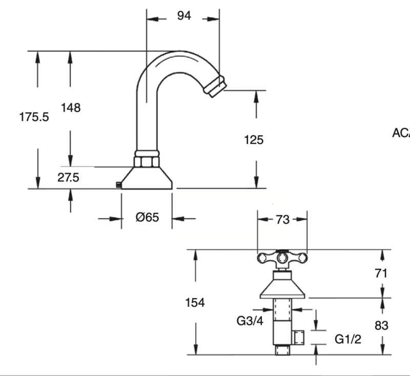 Basin mixer with central spout Classic