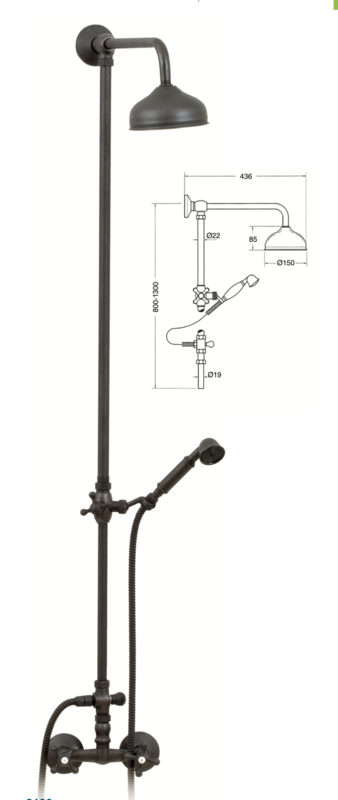 Telescopic wall-mounted shower column Época