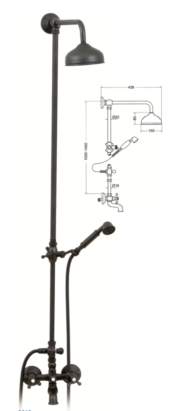 Telescopic wall-mounted bath-shower column Época