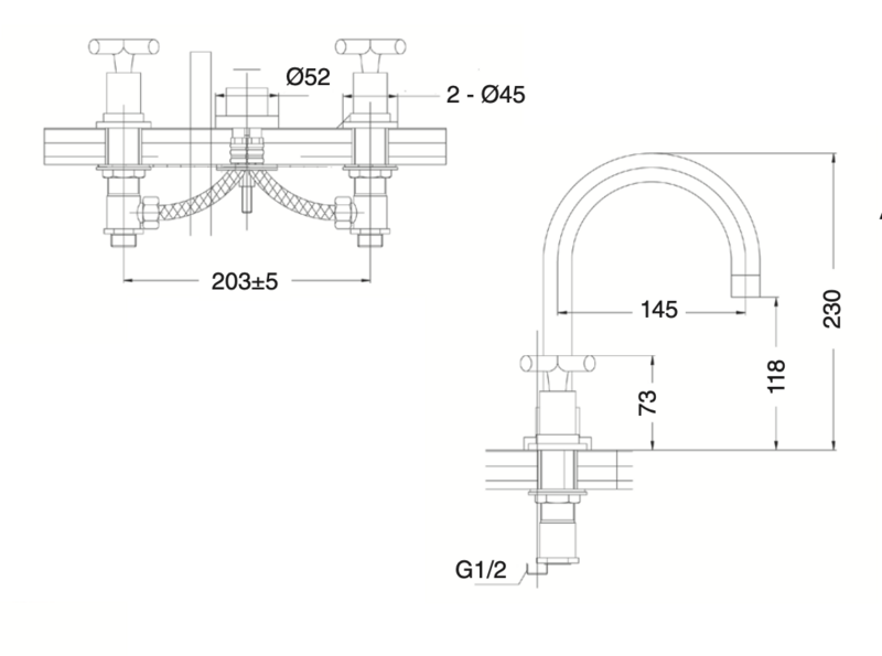 Basin mixer with central spout Jalón
