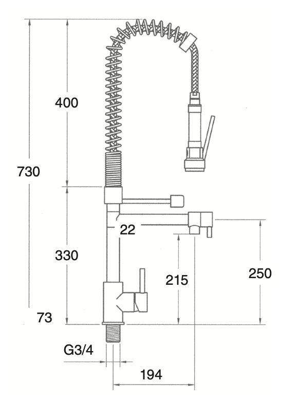 Single-lever spiral sink with tap