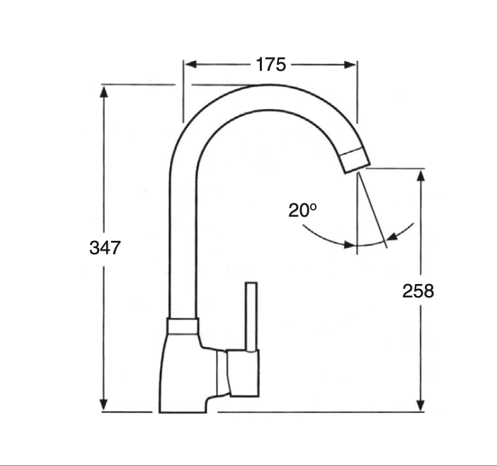 Broto single-lever sink spout tube