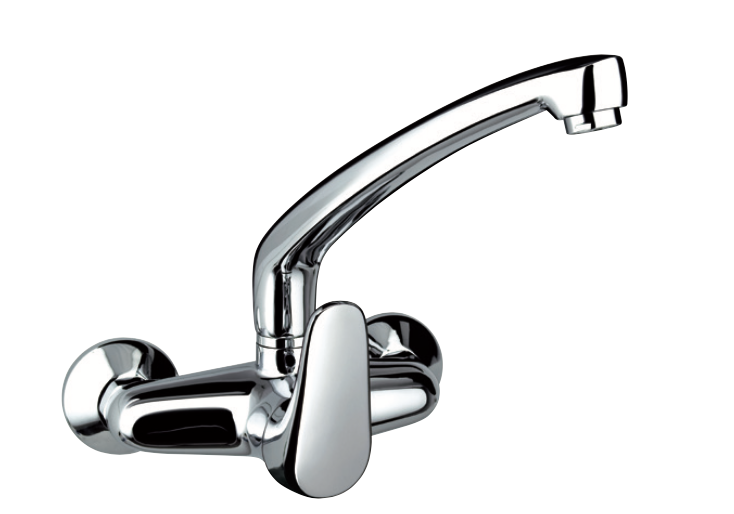 Goya cast wall-mounted sink mixer with high spout