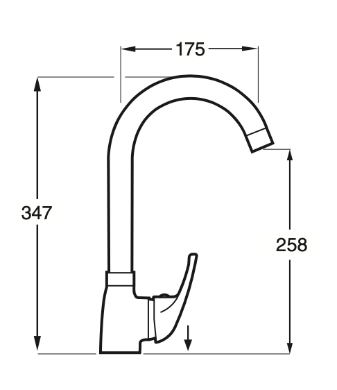Single-lever sink spout tube Cerler