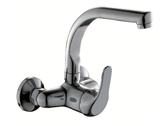 Wall-mounted single-lever sink mixer with high tube spout
