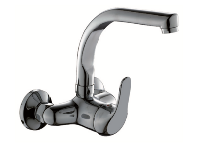 Wall-mounted single-lever sink mixer with high tube spout