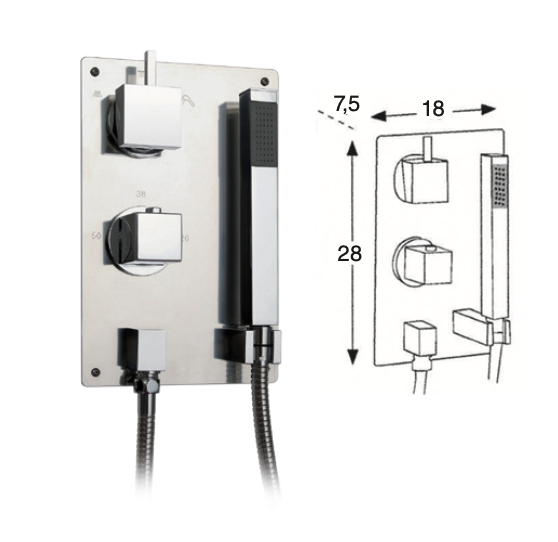 Gaudí chrome 5-way thermostatic