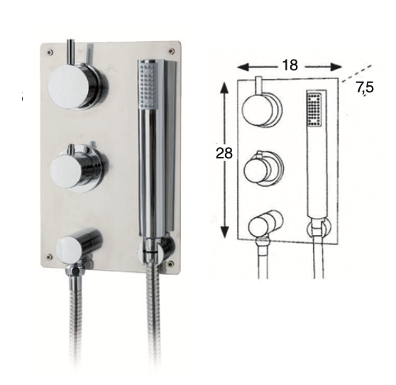 5-way thermostatic chrome Izas