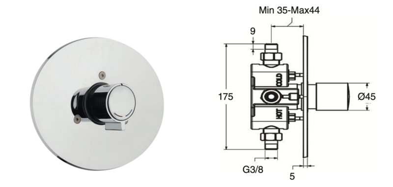 Timed built-in wall-mounted mixer