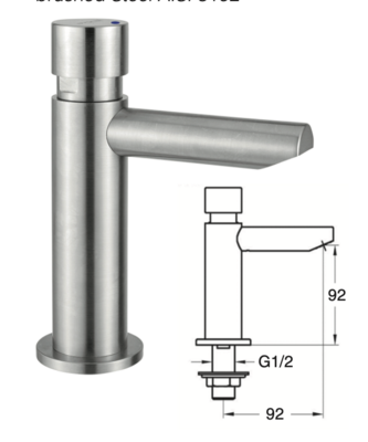 Aurín brushed steel timed faucet