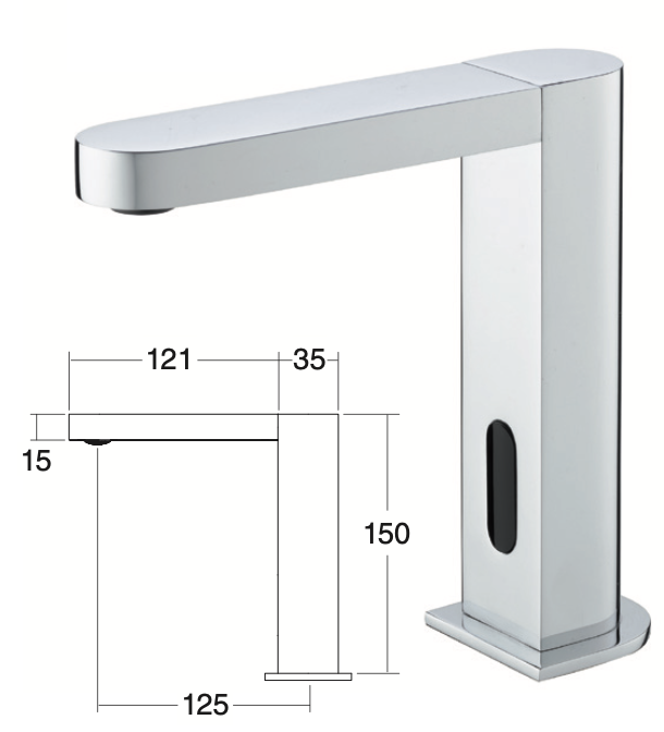 Electronic Square Basin Mixer Tap