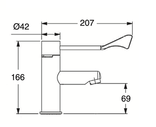 Single-lever gerontological minimalist washbasin mixer