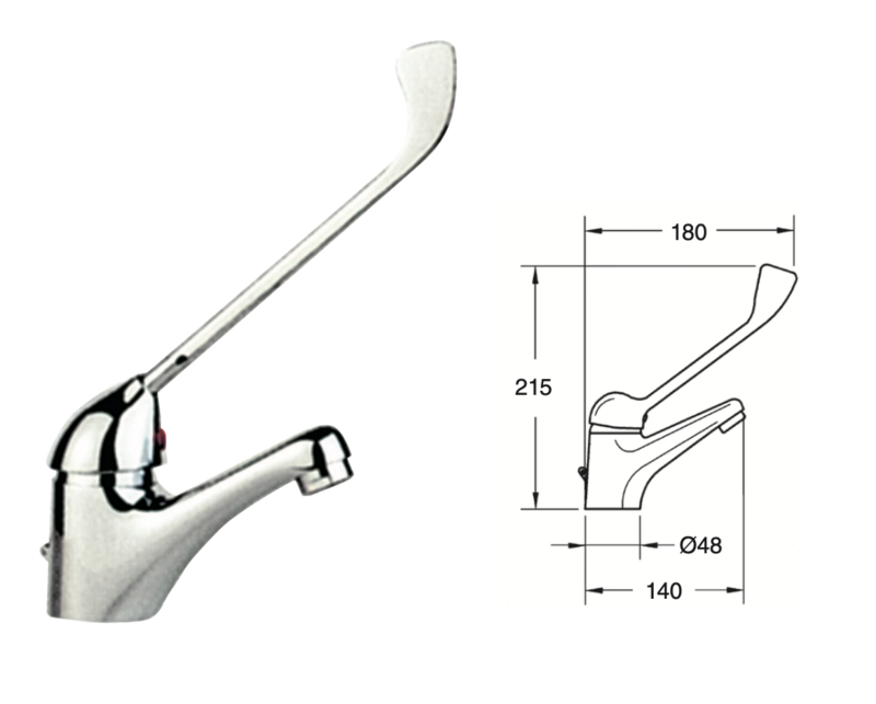 Gerontological basin mixer