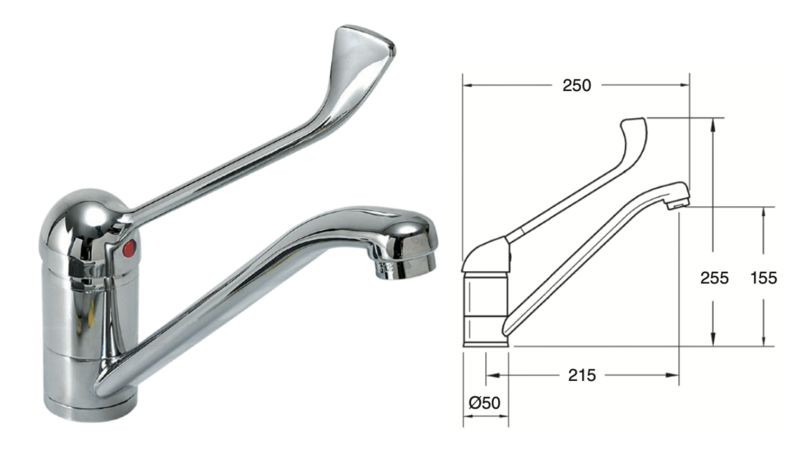 Gerontological sink mixer