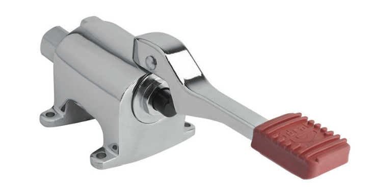 Floor-mounted 2-water progressive mixer single-pedal tap
