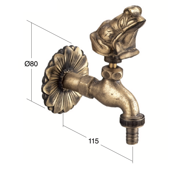 Frog front tap 1/2&quot; hose outlet
