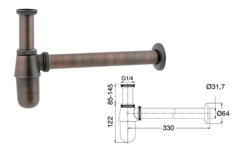 Basin bottle siphon 1 1/4&quot;