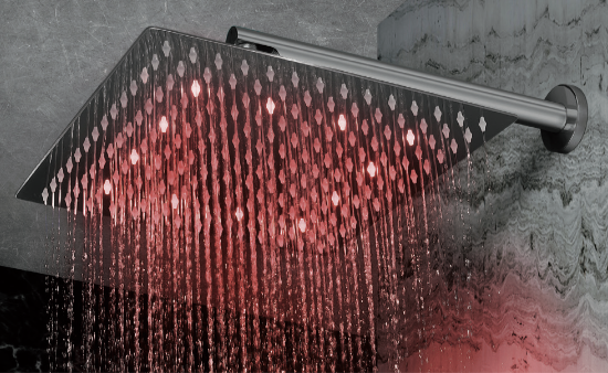 Temperature-regulated LED shower head